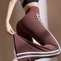 Striped Wide-Leg Micro-Flare Yoga Pants