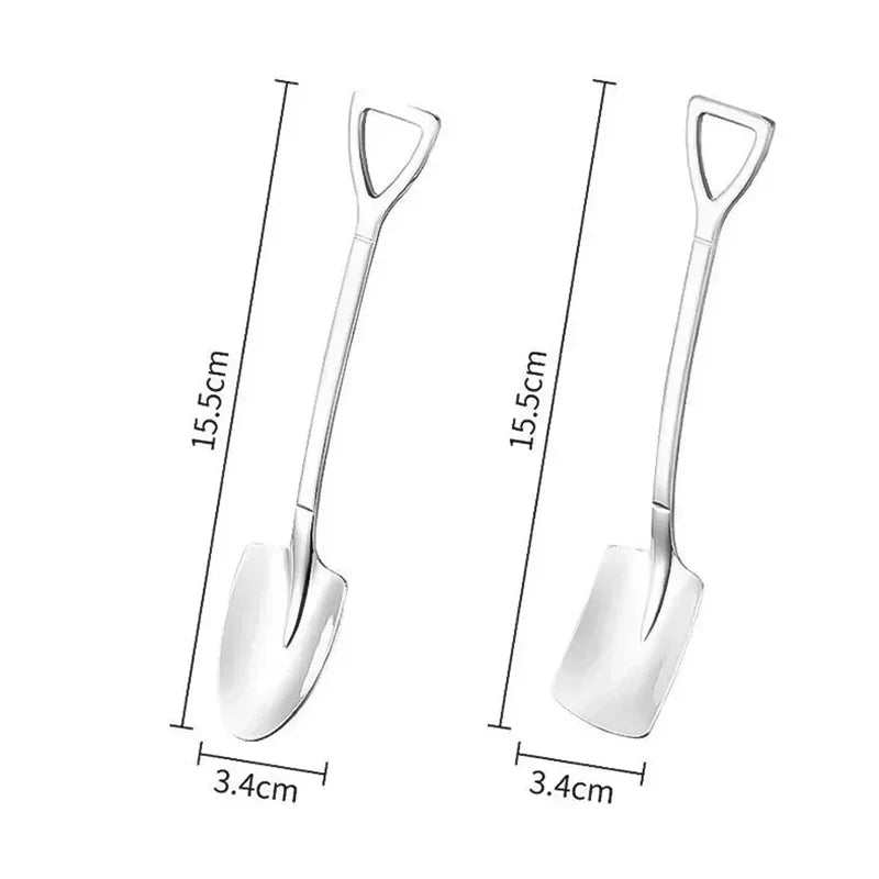Stainless Steel Dessert Spoon Set | Shaped Spade Scoop for Ice Cream and Fruit