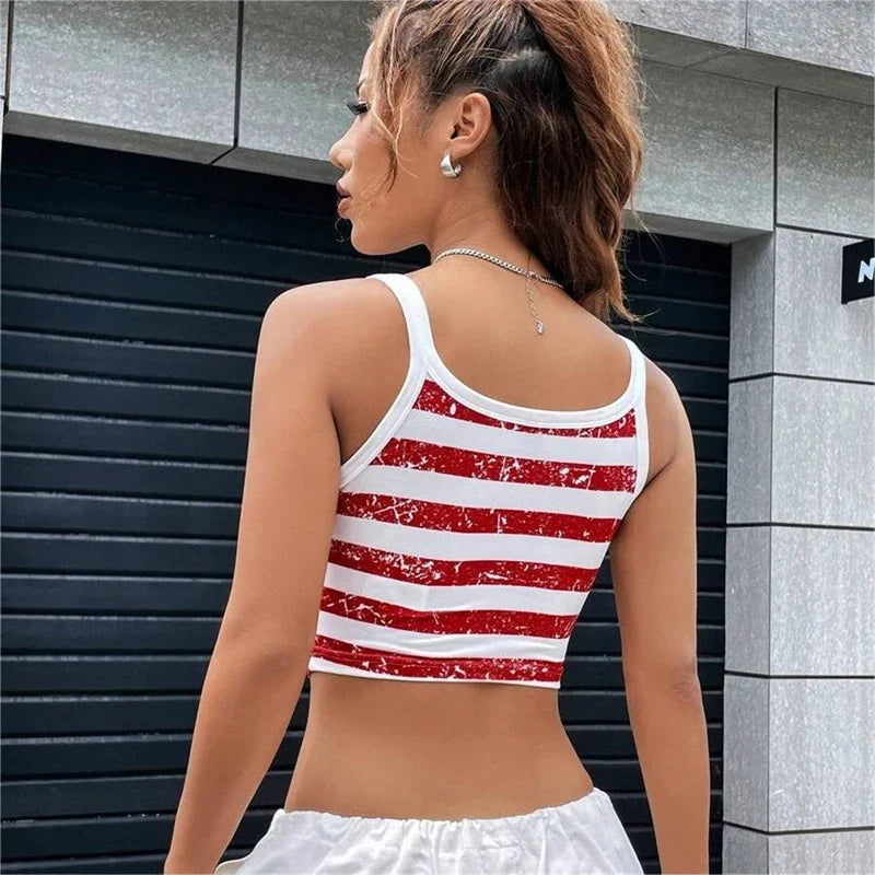 RebelY2K Backless Flag Crop Top