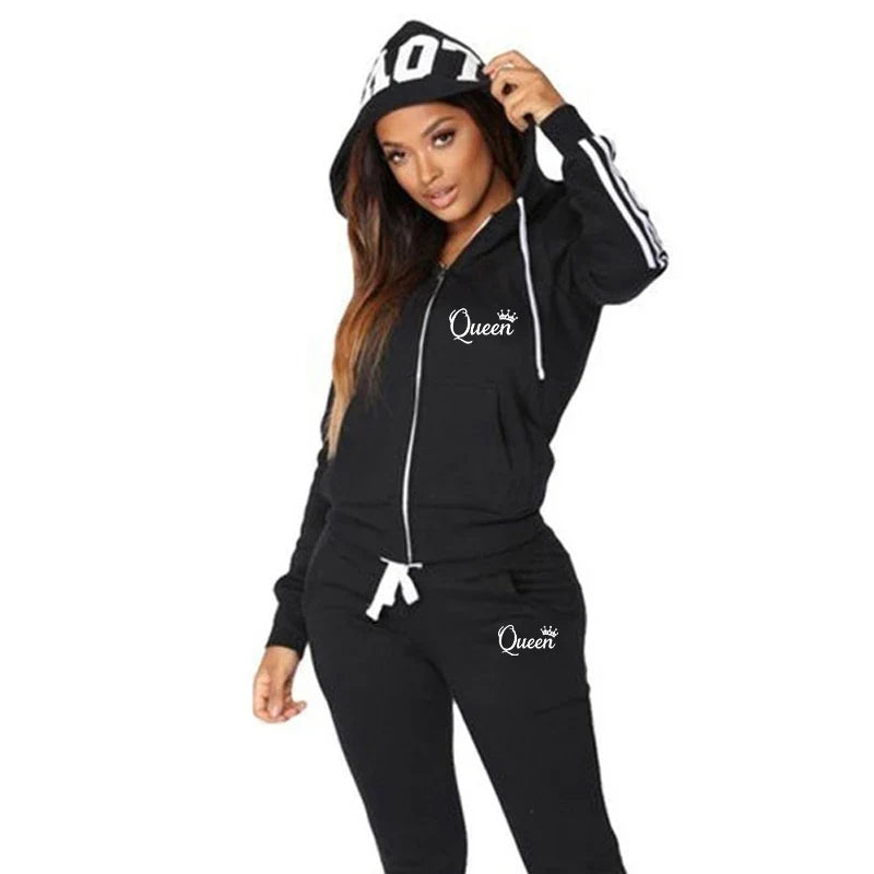 ChicStride: Women's Striped Hoodie & Jogger Set
