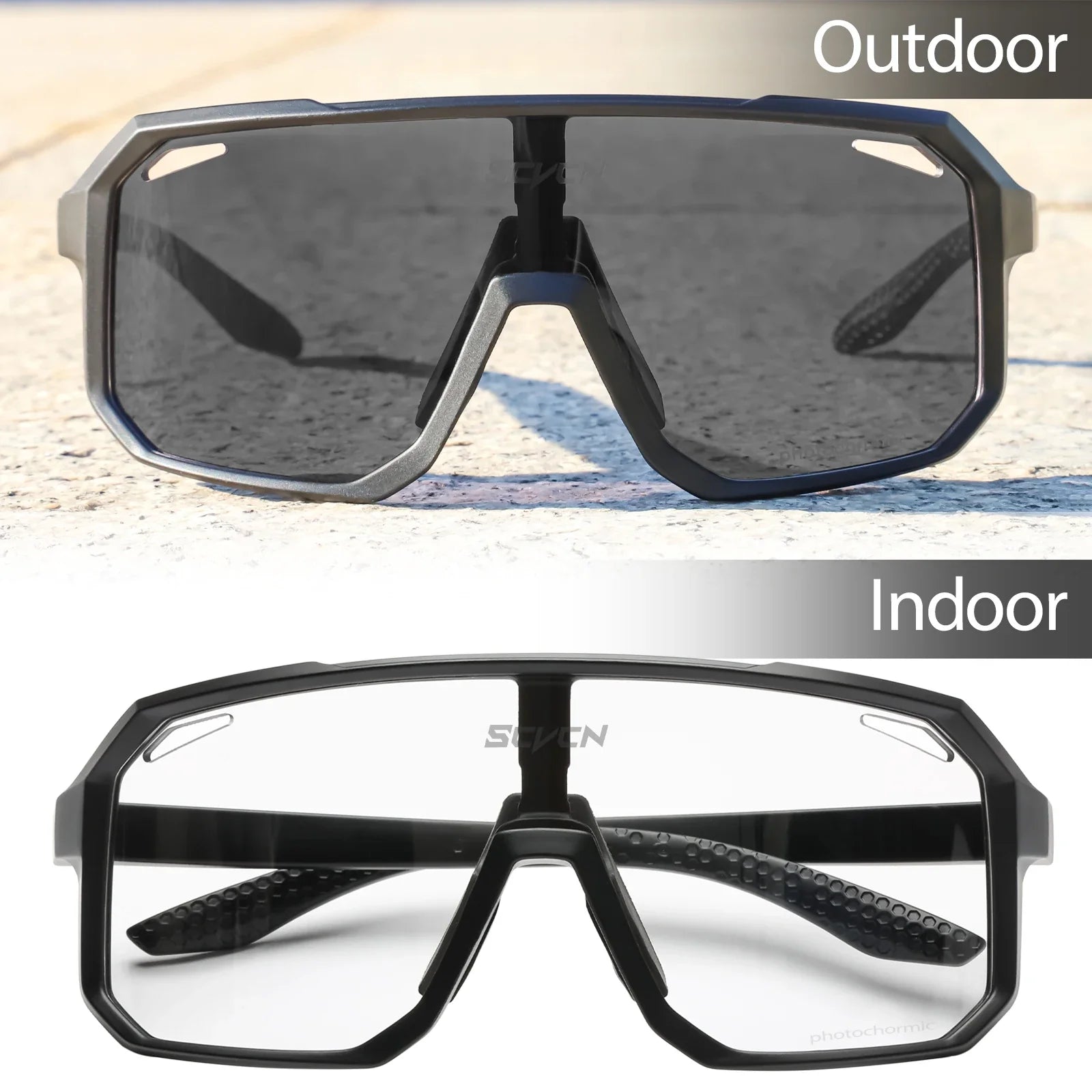 SCVCN Brand Photochromic Cycling Sunglasses UV400 Women Sports Running Eyewear Men Road Mountain Bicycle Glasses Bike Goggles