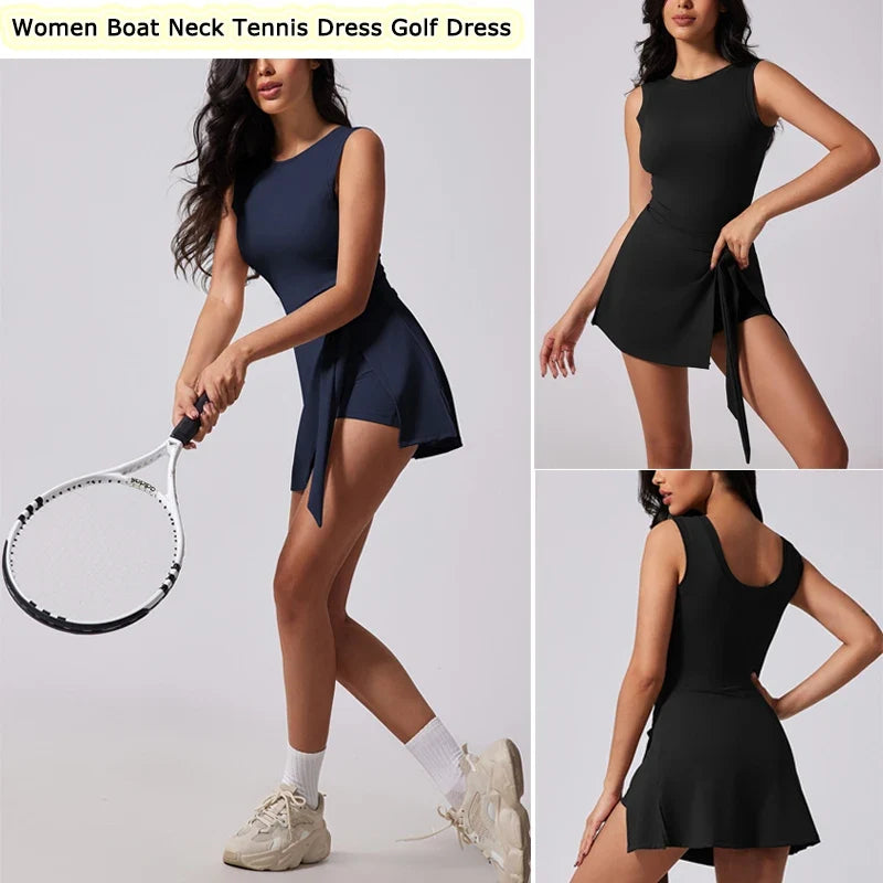 VITALINOVO Active Tennis Dress with Built-In Shorts