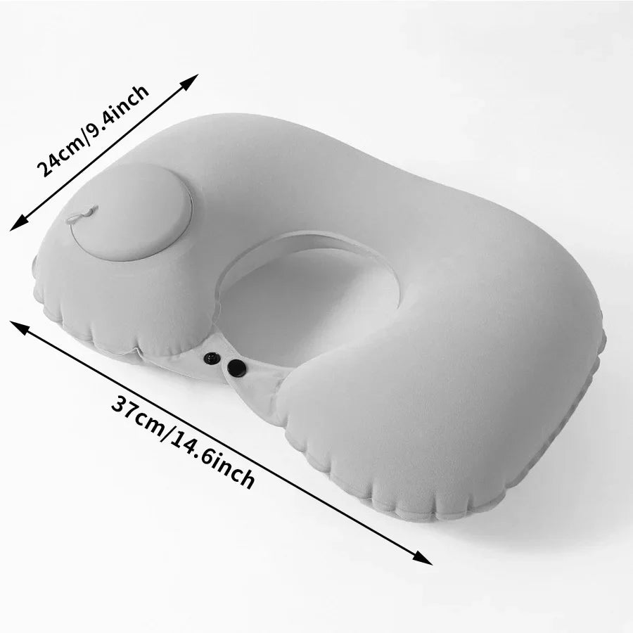 Portable Neck Pillow – Inflatable Flocking Travel Pillow
