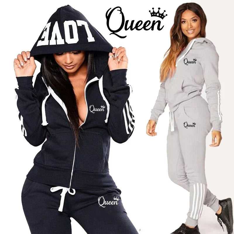 ChicStride: Women's Striped Hoodie & Jogger Set