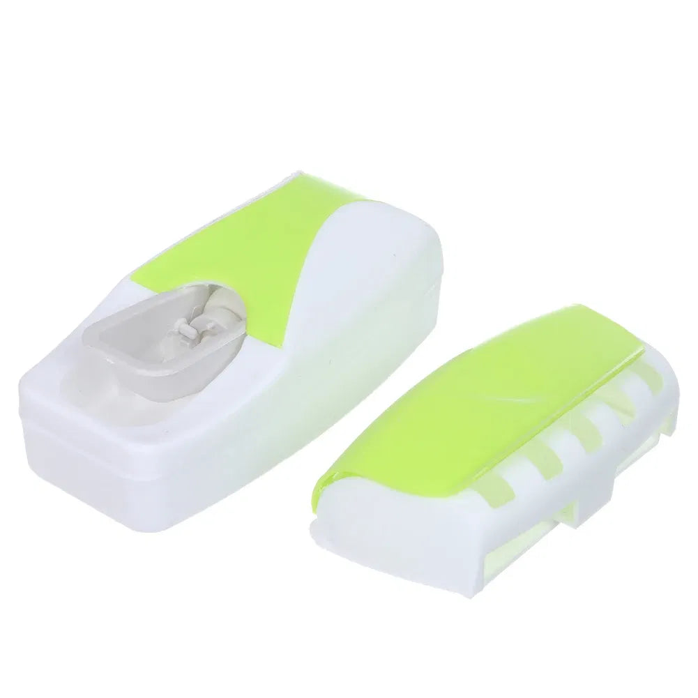 Color: green, Ships From: CHINA - Toothbrush Holder Automatic Toothpaste Dispenser Set Dustproof Sticky Suction Wall Mounted Toothpaste Squeezer Bathroom Holder