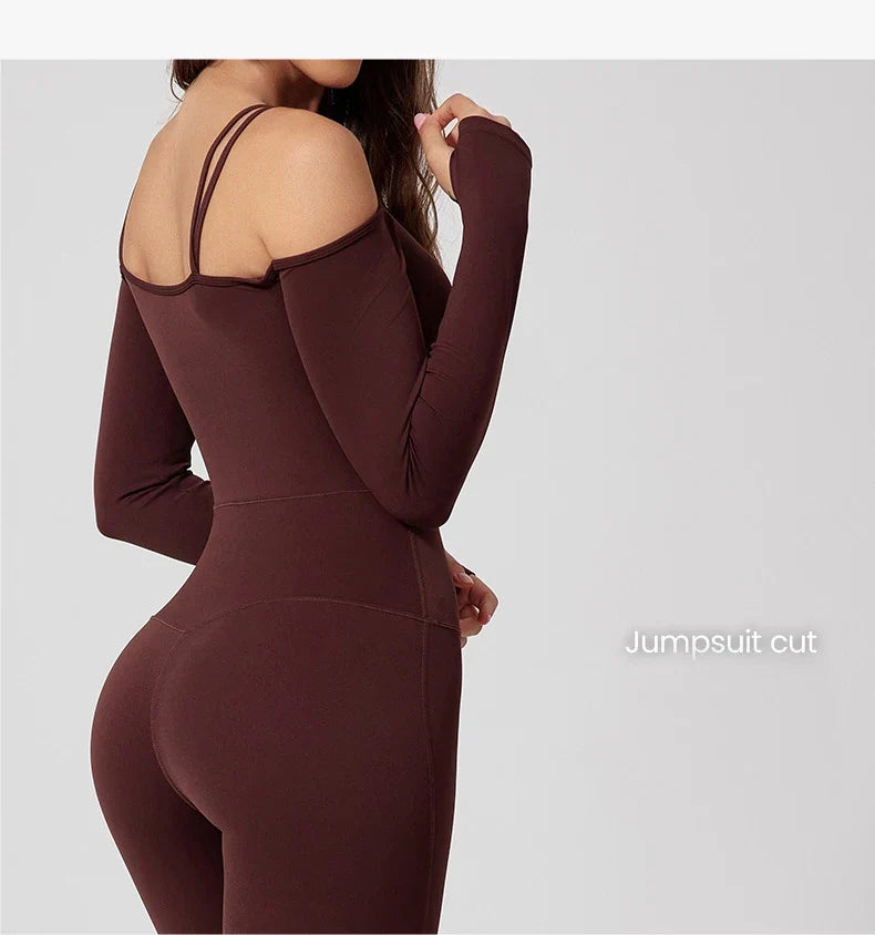 Yoga Jumpsuit Women's Sports Overalls Flared Trousers