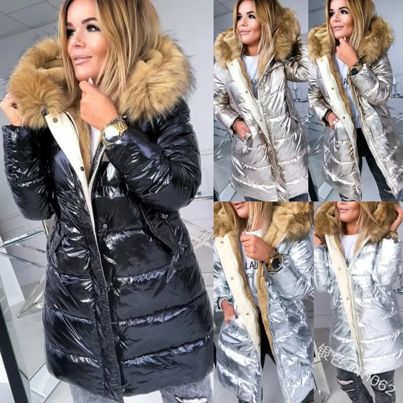 womens puffer jacket faux fur collar,  Puffer Jacket Women
