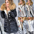 womens puffer jacket faux fur collar,  Puffer Jacket Women