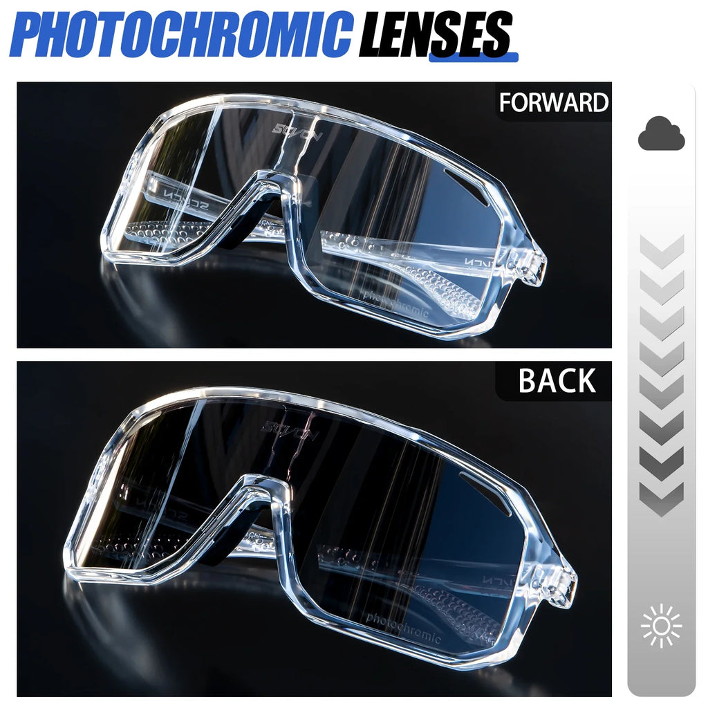Scvcn - Photochromic Cycling Glasses for Men Bicycle Eyewear Mountain Bike Cycling Goggles UV400 MTB Road Sunglasses Women