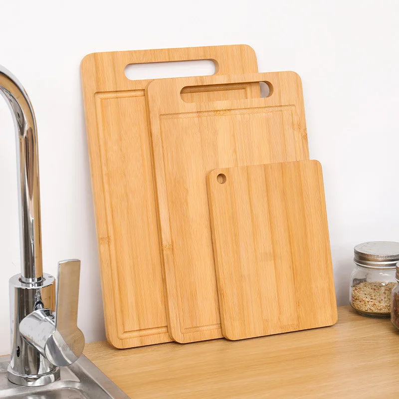Double-Sided Bamboo Cutting Board - Natural Moso Bamboo Anti-Mold Kitchen Chopping Board with Vertical Stand