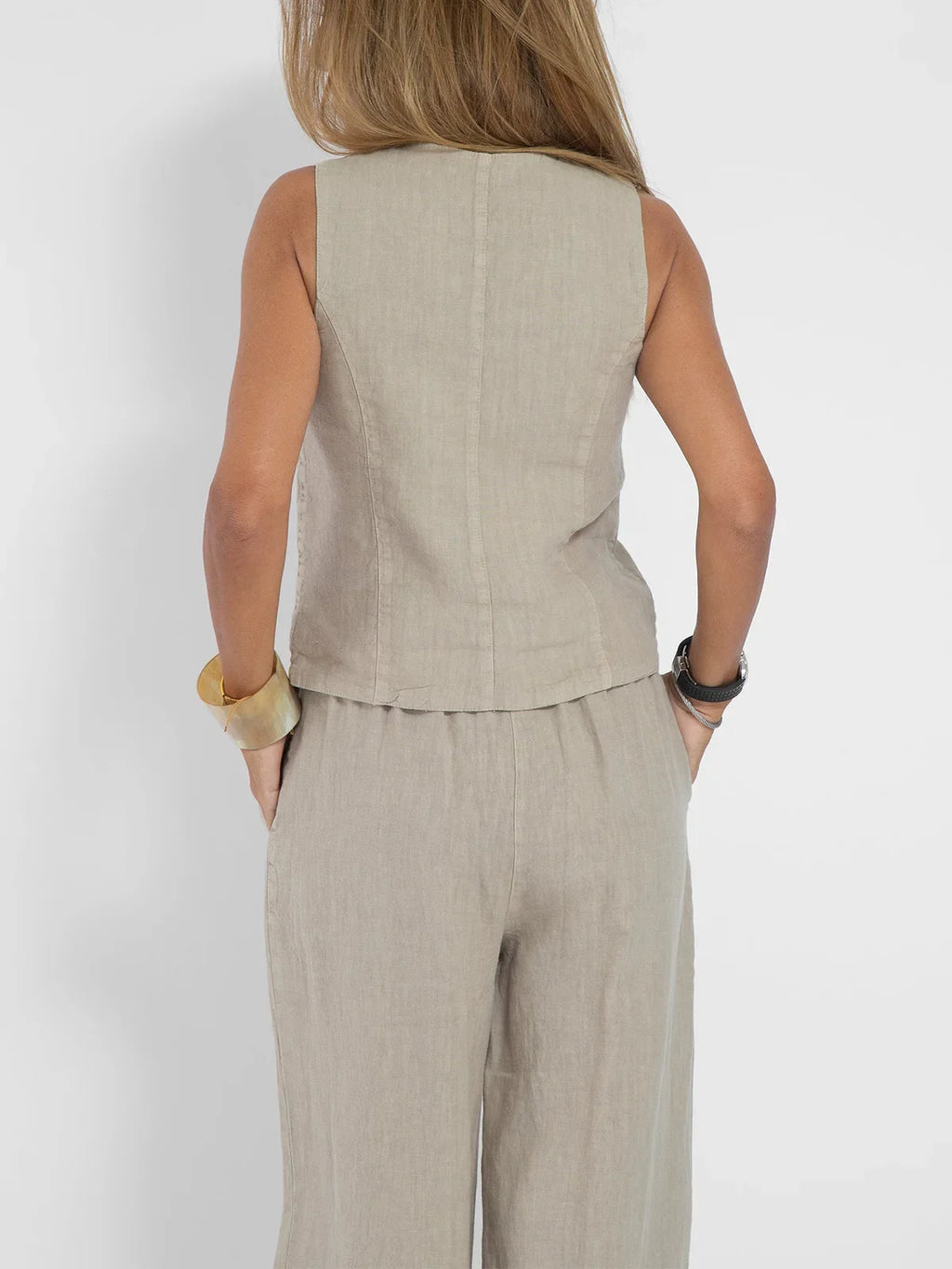 Women Sleeveless Vest – Colorblock Collage Pants Casual Suit
