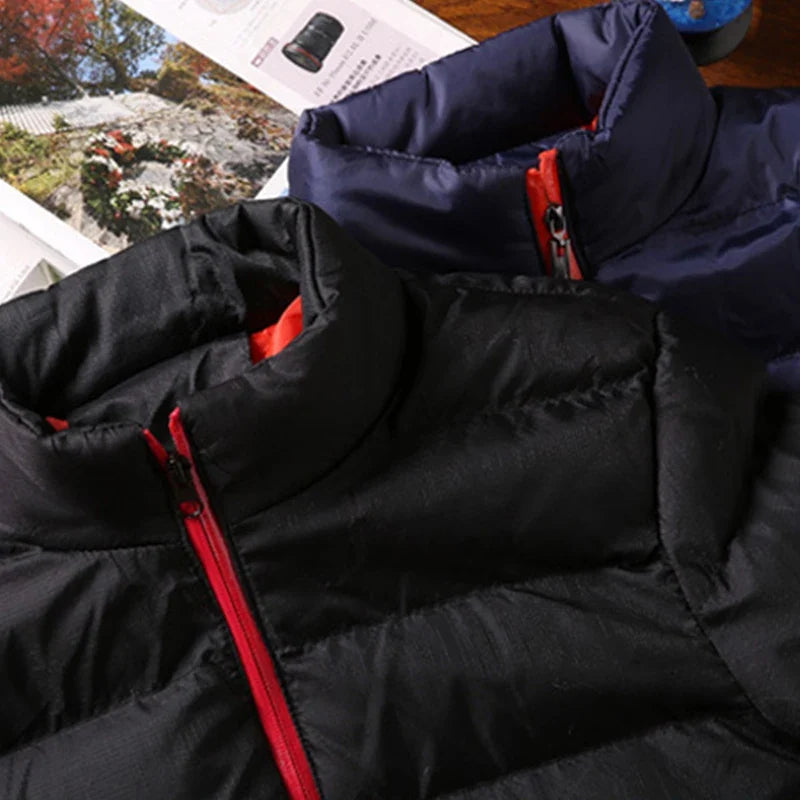 Mens Winter Jackets Fashion Casual Windbreaker Stand Collar