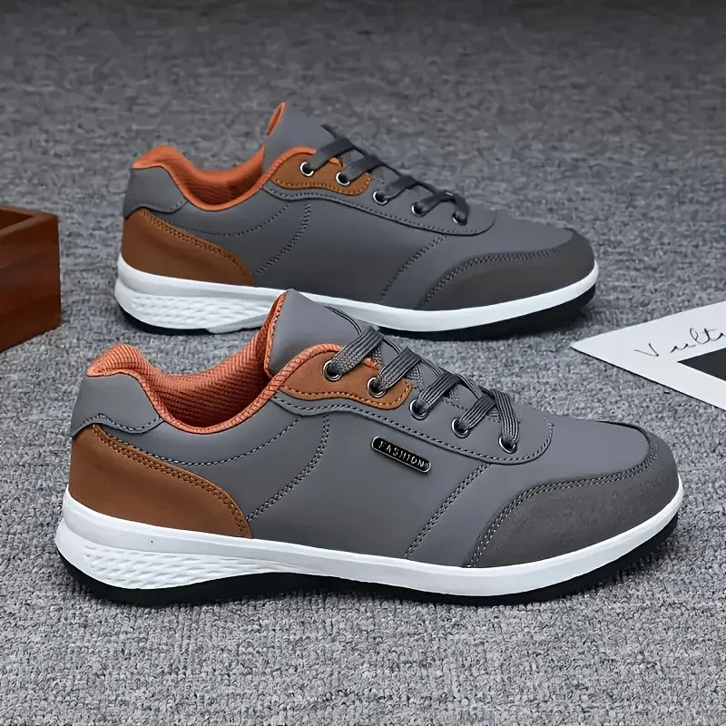 Waterproof Leather Sneakers – Lace-Up Comfort Fit
