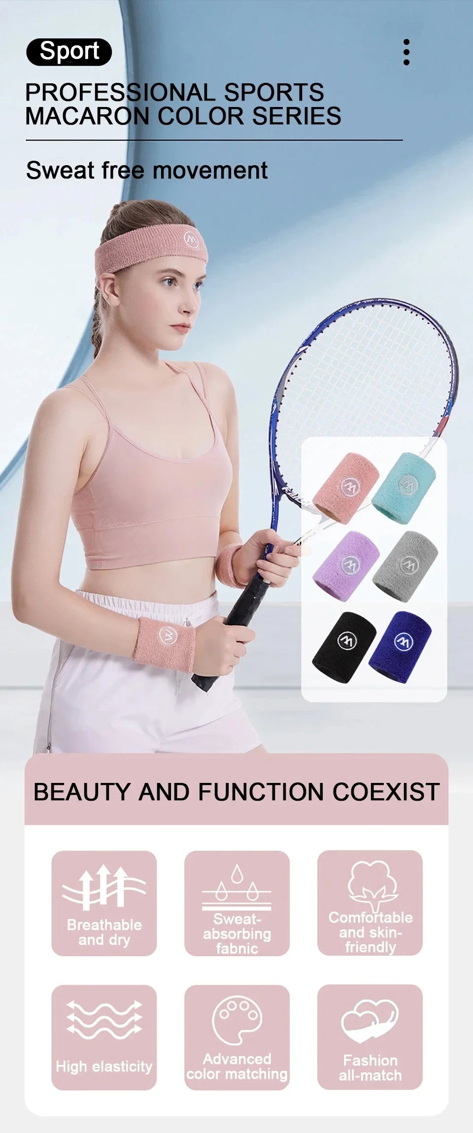 GOBYGO Exercise Headband Wristband Set