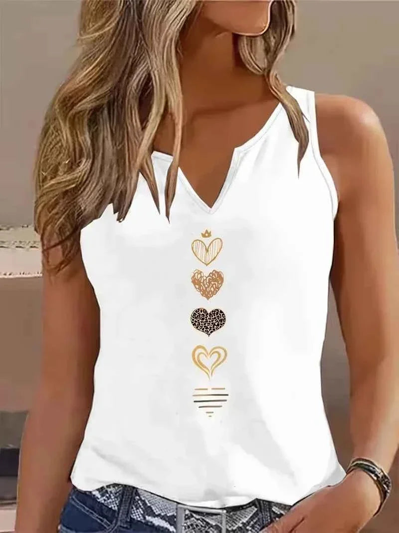 90s Gothic Heart Graphic V-Neck Tank Top