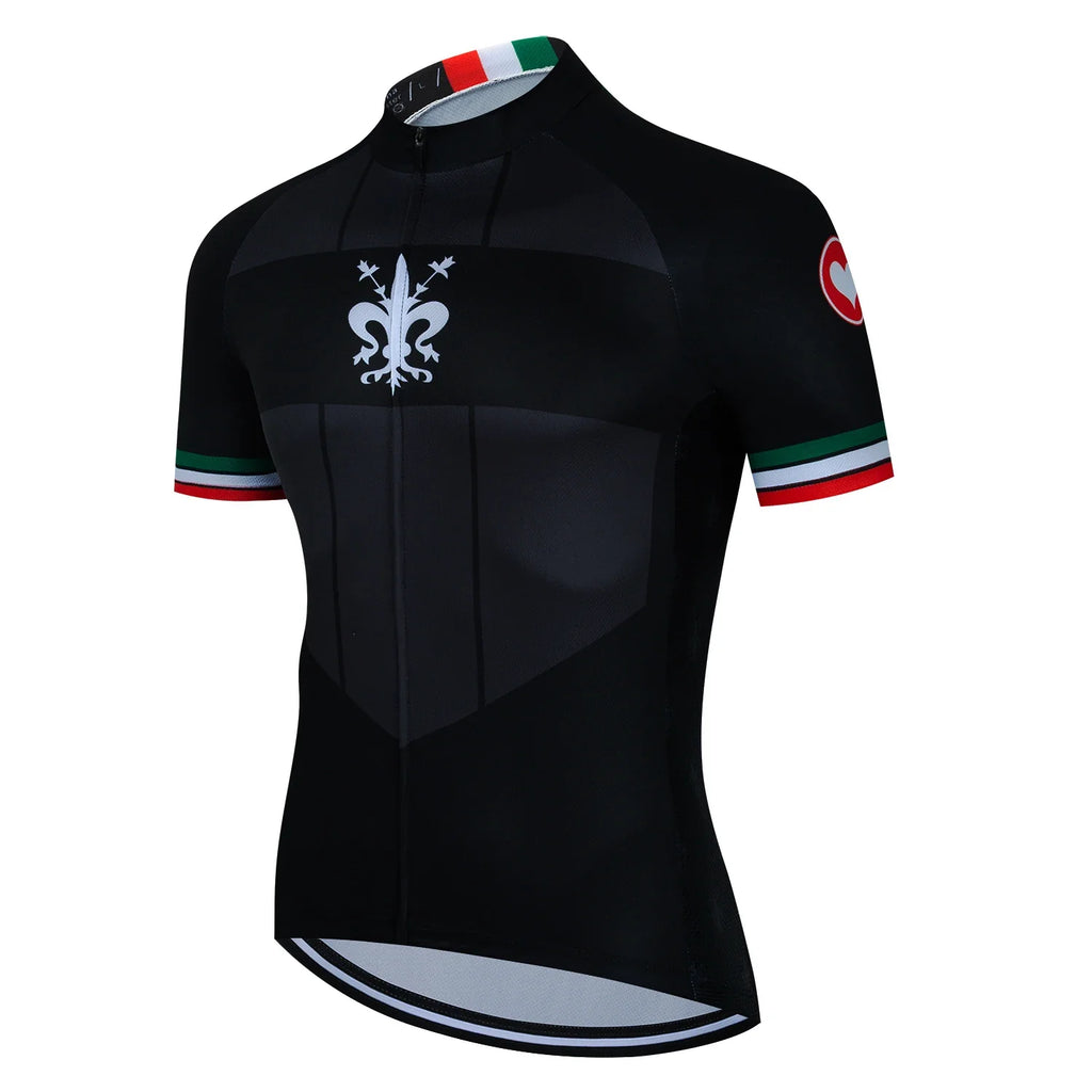 Mens Cycling Jersey Classic Black Cycling Racing Tops Short Sleeve