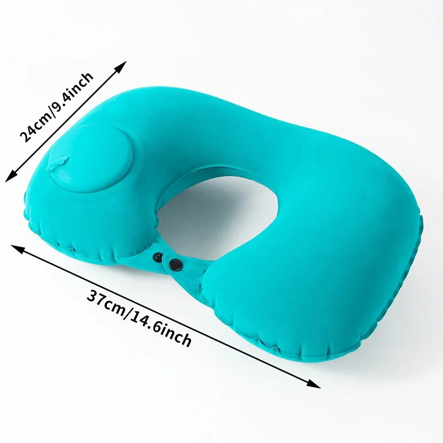 Portable Neck Pillow – Inflatable Flocking Travel Pillow