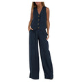 Women Sleeveless Vest – Colorblock Collage Pants Casual Suit