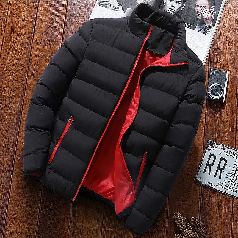 Mens Winter Jackets Fashion Casual Windbreaker Stand Collar