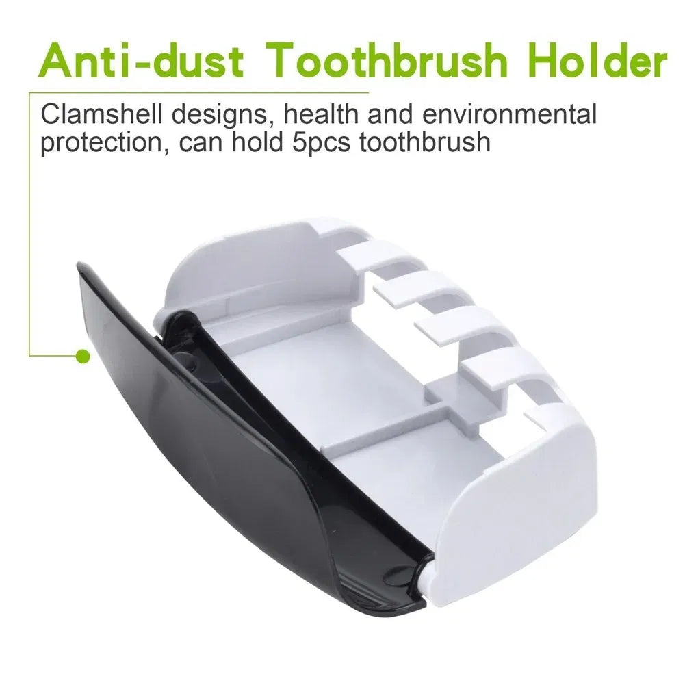 Color: green, Ships From: CHINA - Toothbrush Holder Automatic Toothpaste Dispenser Set Dustproof Sticky Suction Wall Mounted Toothpaste Squeezer Bathroom Holder
