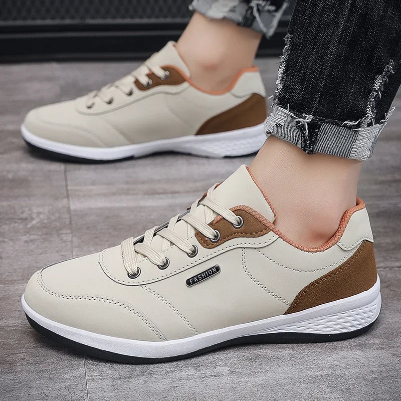 Waterproof Leather Sneakers – Spring Autumn Walking Shoe