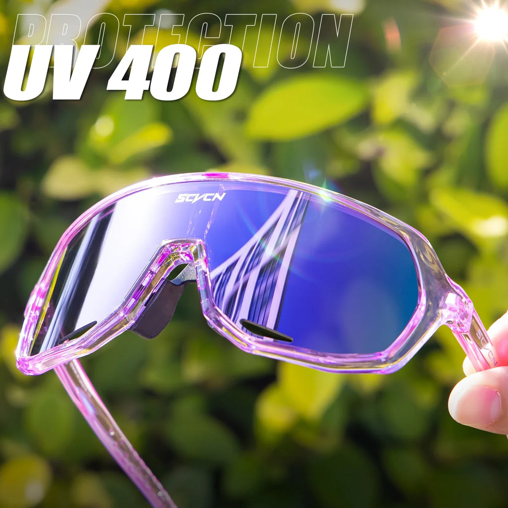 Scvcn - Photochromic Cycling Glasses for Men Bicycle Eyewear Mountain Bike Cycling Goggles UV400 MTB Road Sunglasses Women