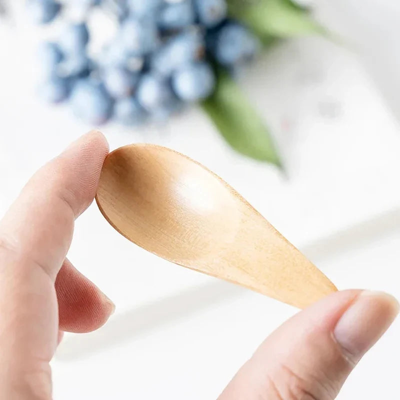 Wooden Mini Salt Spoon | Small Solid Wood Condiment Spoon