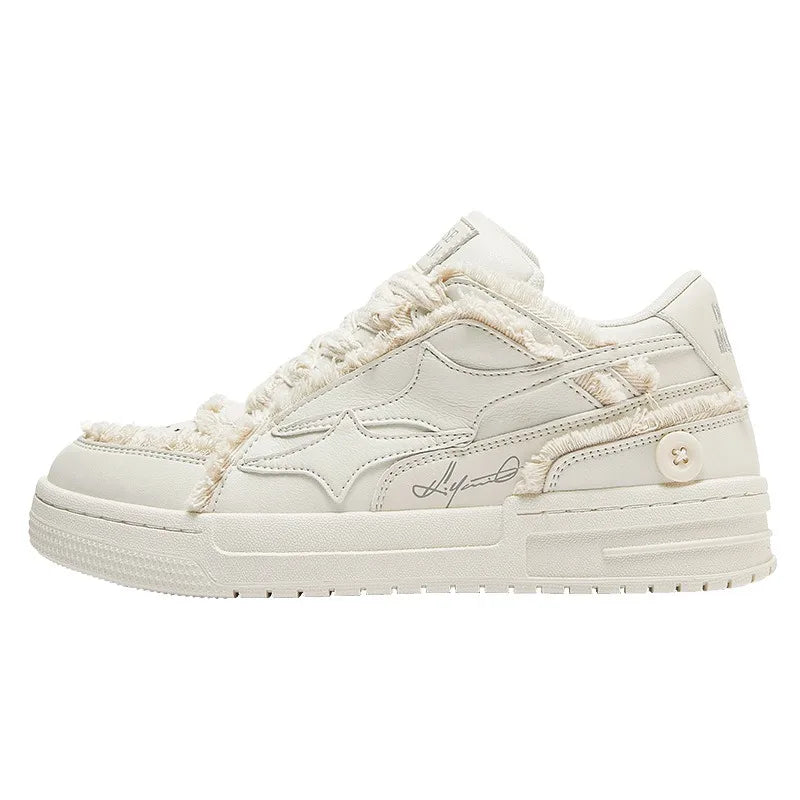 Retro Leather Tennis Sneakers – Casual Star Design