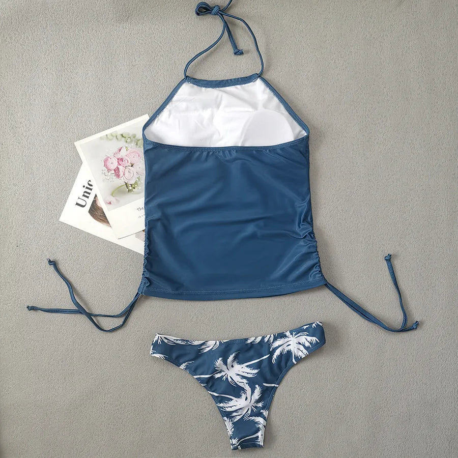 GlamWave: Women's Tied Halter Tankini Set