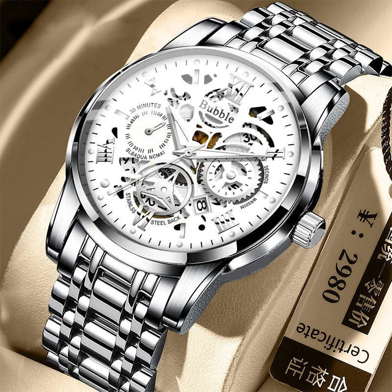 UTHAI Watch for Men – Luxury Quartz Waterproof Hollow Wristwatch