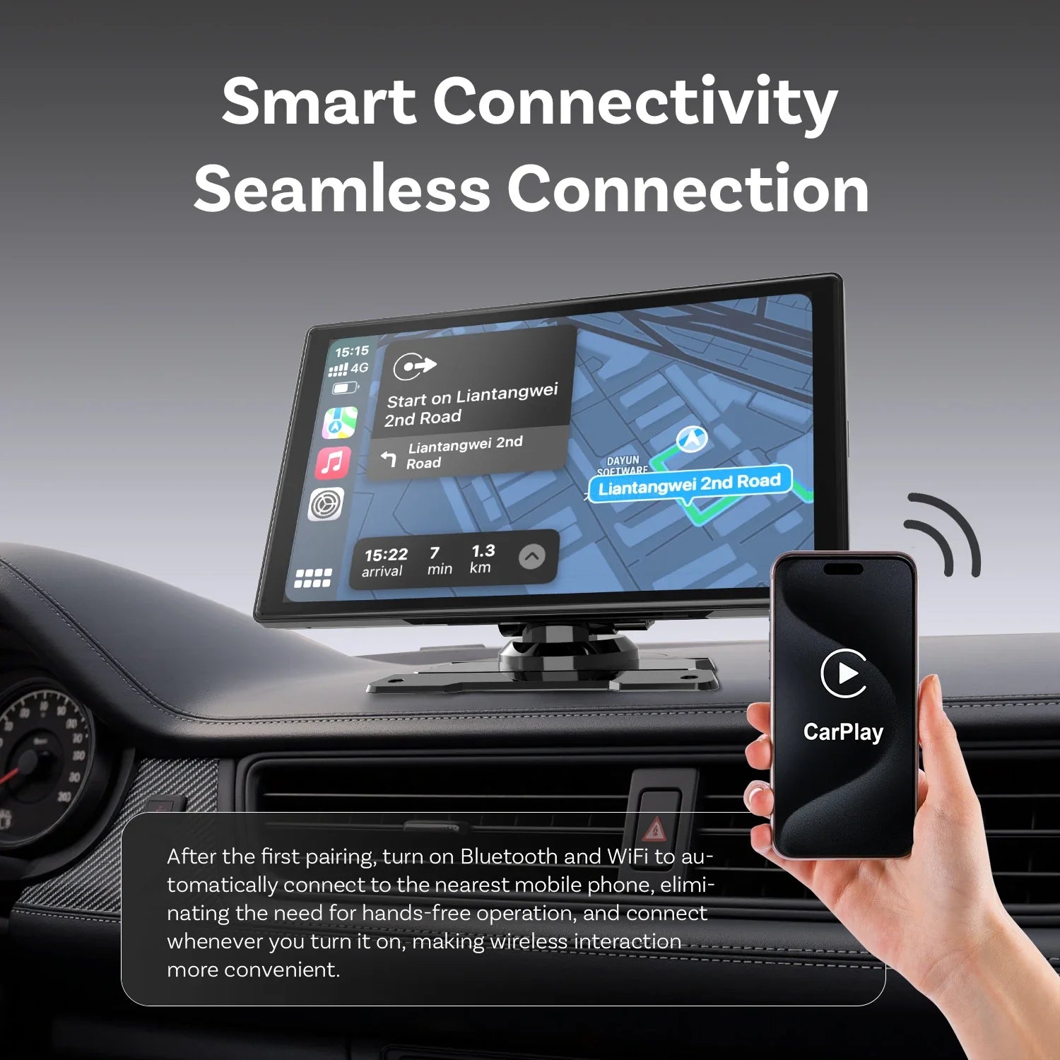 OTTOCAST CarPlay Screen 9.0" INCH 4K Car Touch Screen Wireless Carplay Android Auto Radio DVR GPS Video Built-in Youtube Netflix