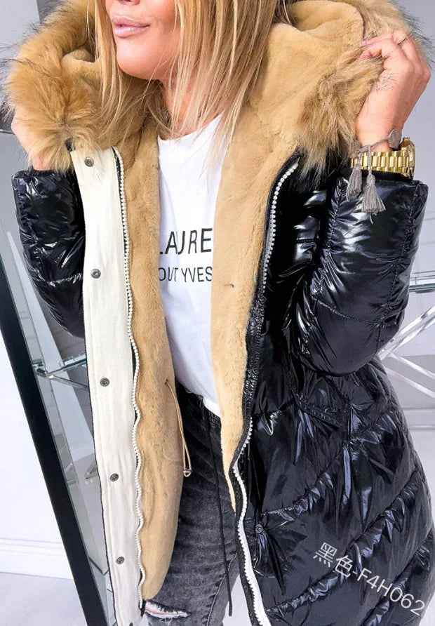 womens puffer jacket faux fur collar,  Puffer Jacket Women