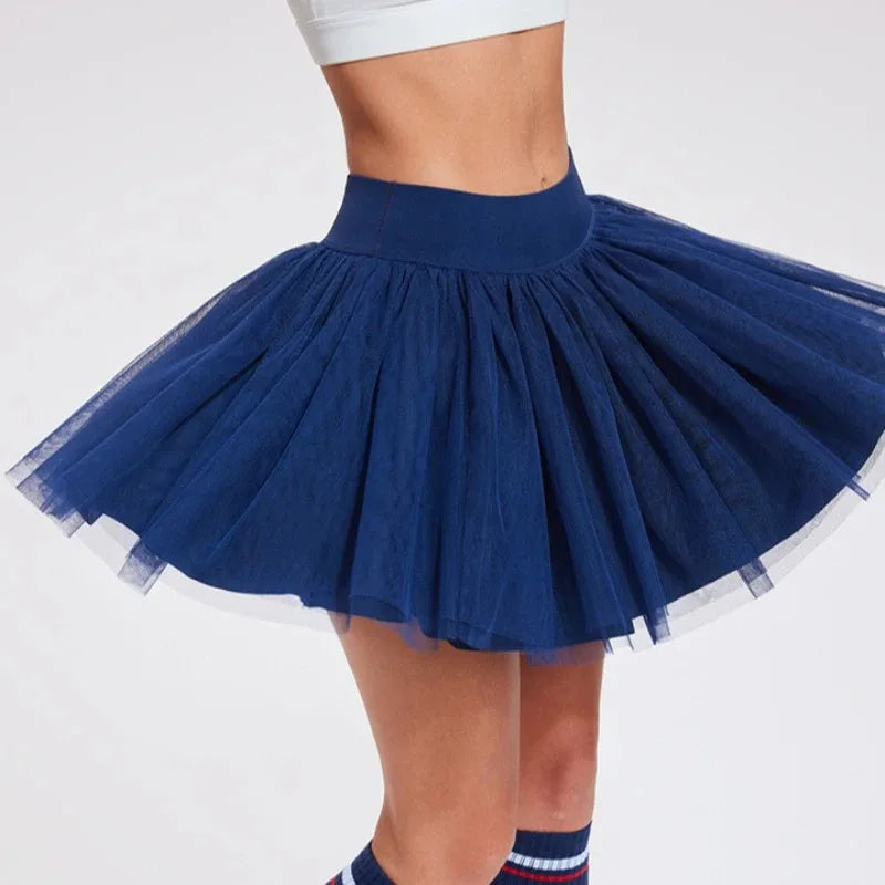 Puffy Tennis Skirt Quick Dry High Waist Tutu Badminton Skort With Pocket