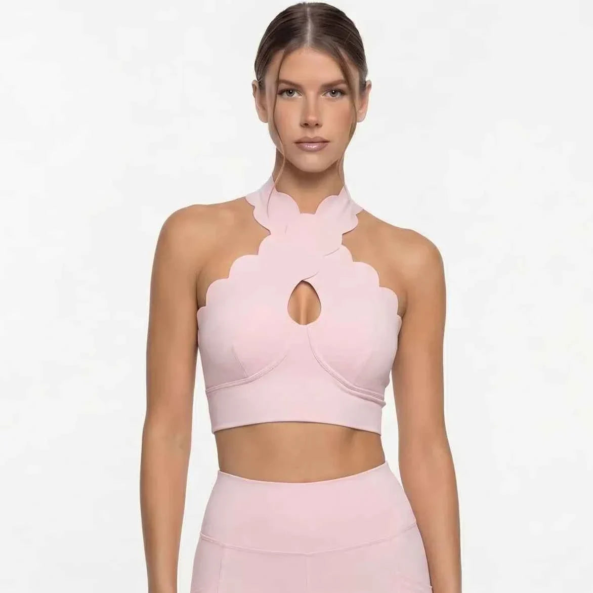 FUBEIKE Lace Cross Yoga Sports Bra Top