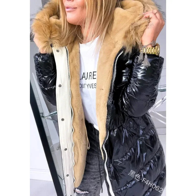 womens puffer jacket faux fur collar,  Puffer Jacket Women