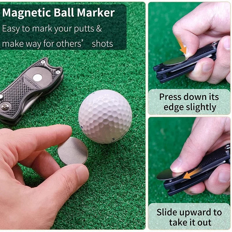 Golf Divot Repair Tool – Foldable Magnetic Ball Marker