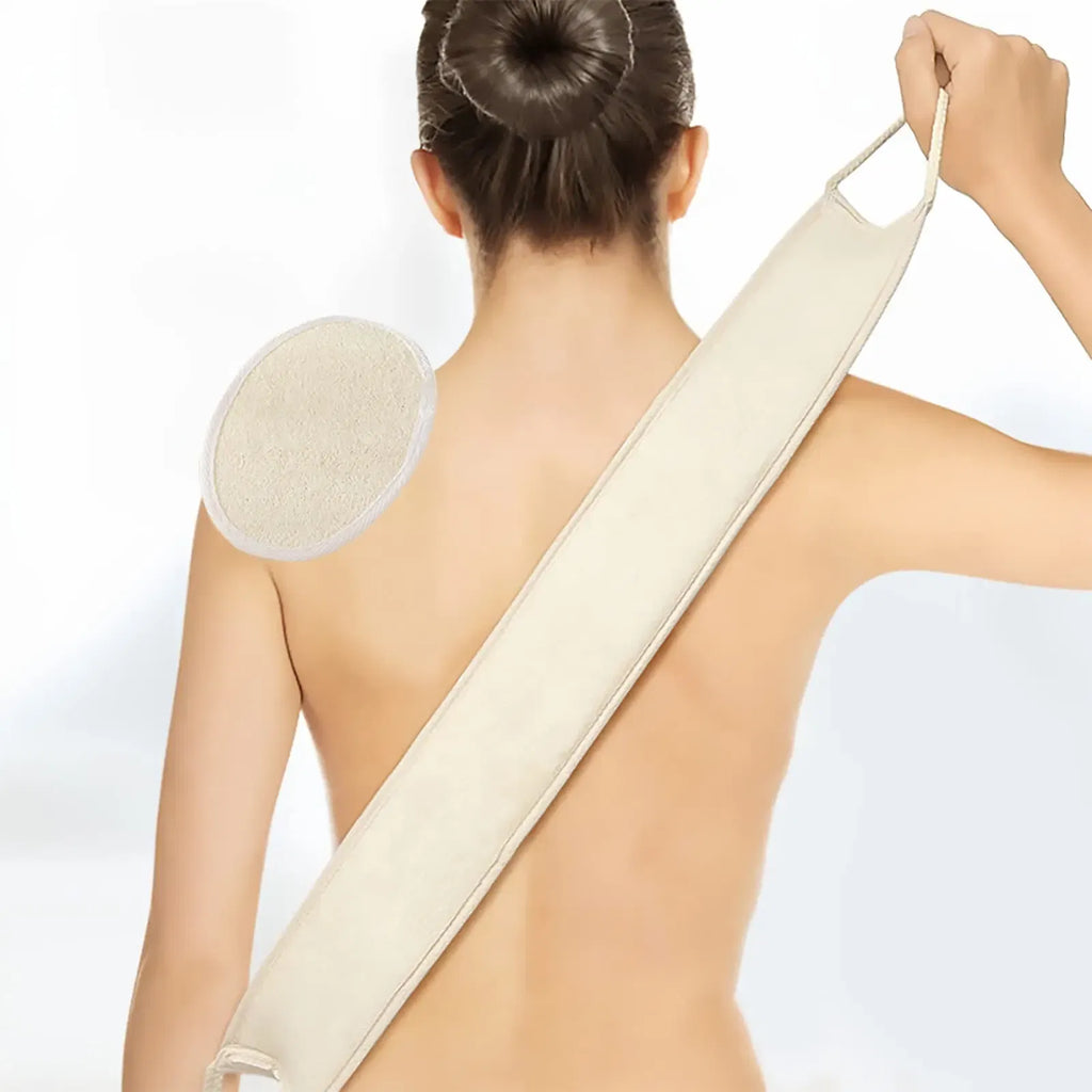Color: Red - Bath Sponge Natural Exfoliating Loofah Sponge Scrubber  Body Backwash Belt Back Exfoliator Strap Bath Accessories