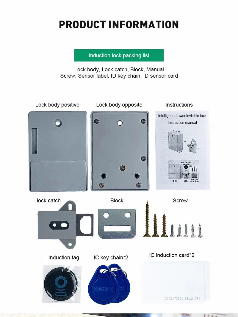 Invisible Magnetic Digital Cabinet Lock Rfid Plastic Safety Smart Drawer Hidden Lock Smart Lock Swipe Card Lock