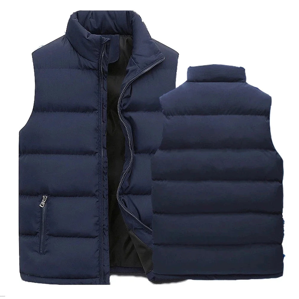 Mens Vest Jacket – Warm Sleeveless Waterproof Zipper Coat