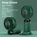 Color: Navy - Handheld Mini Fan 3000mAh Foldable Portable Neck Hanging Fans 5 Speed USB Rechargeable Fan with Phone Stand and Display Screen