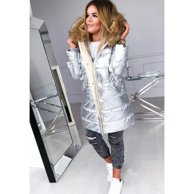 womens puffer jacket faux fur collar,  Puffer Jacket Women