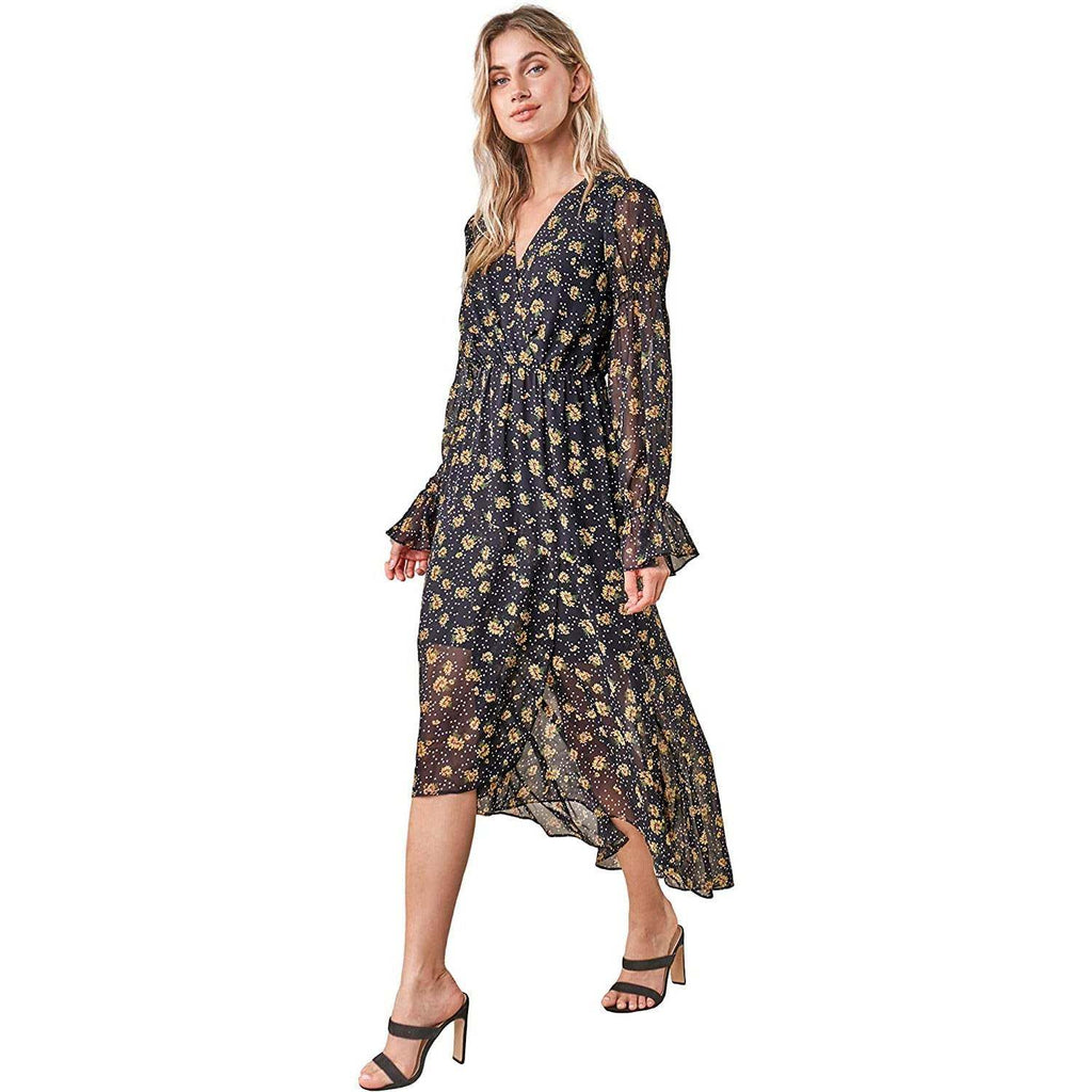 Sugarlips Women's Loving You Floral High Low Maxi Dress, Black-Multi, Small