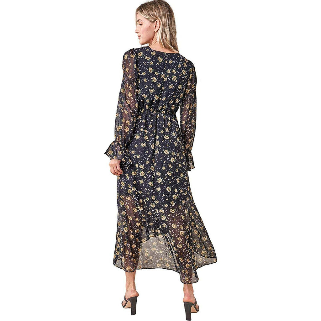 Sugarlips Women's Loving You Floral High Low Maxi Dress, Black-Multi, Small