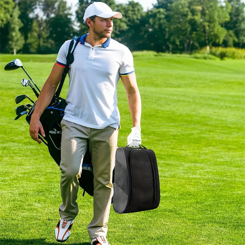 Golf Shoe Bag – Breathable Oxford Cloth Carrier, Black