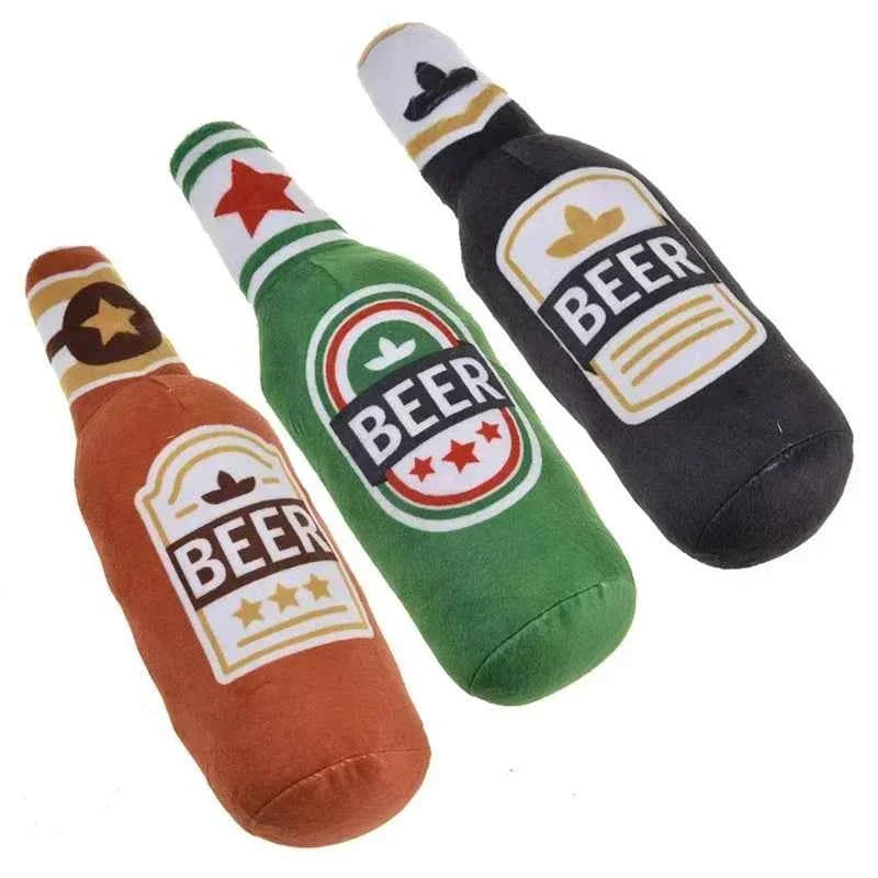 PlushPint Squeaky Beer Bottle Dog Toy for Playful Pups