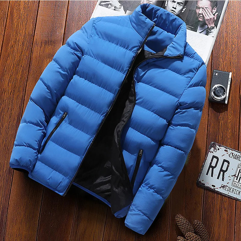 Mens Winter Jackets Fashion Casual Windbreaker Stand Collar