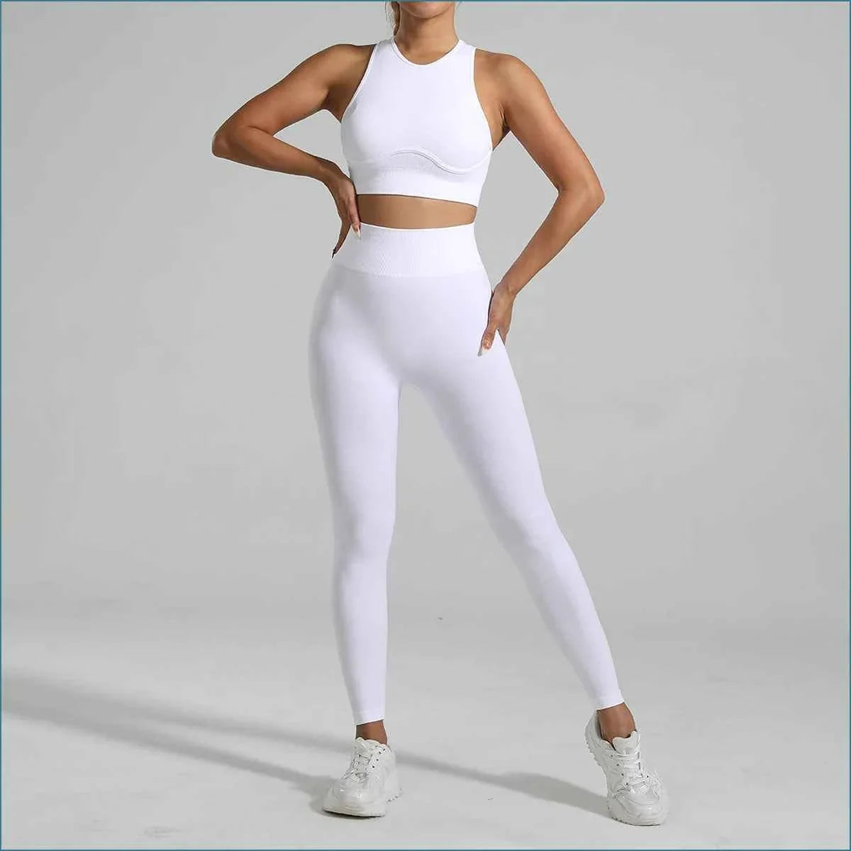 Seamless Ribbed High Waisted Yoga Set