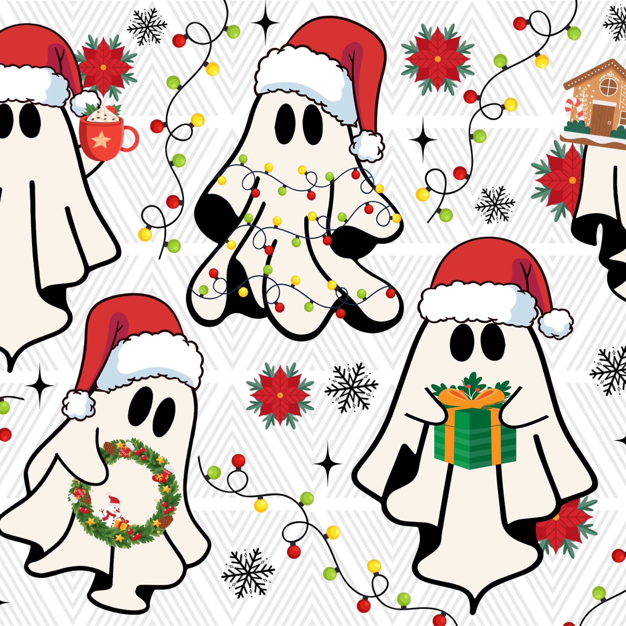 Santa Ghosts Glass Cup
