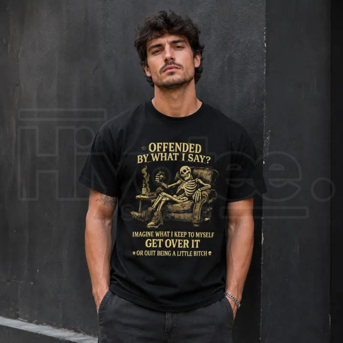 Sarcastic Skeleton & Beer T-Shirt – Black Pure Cotton Streetwear Tee