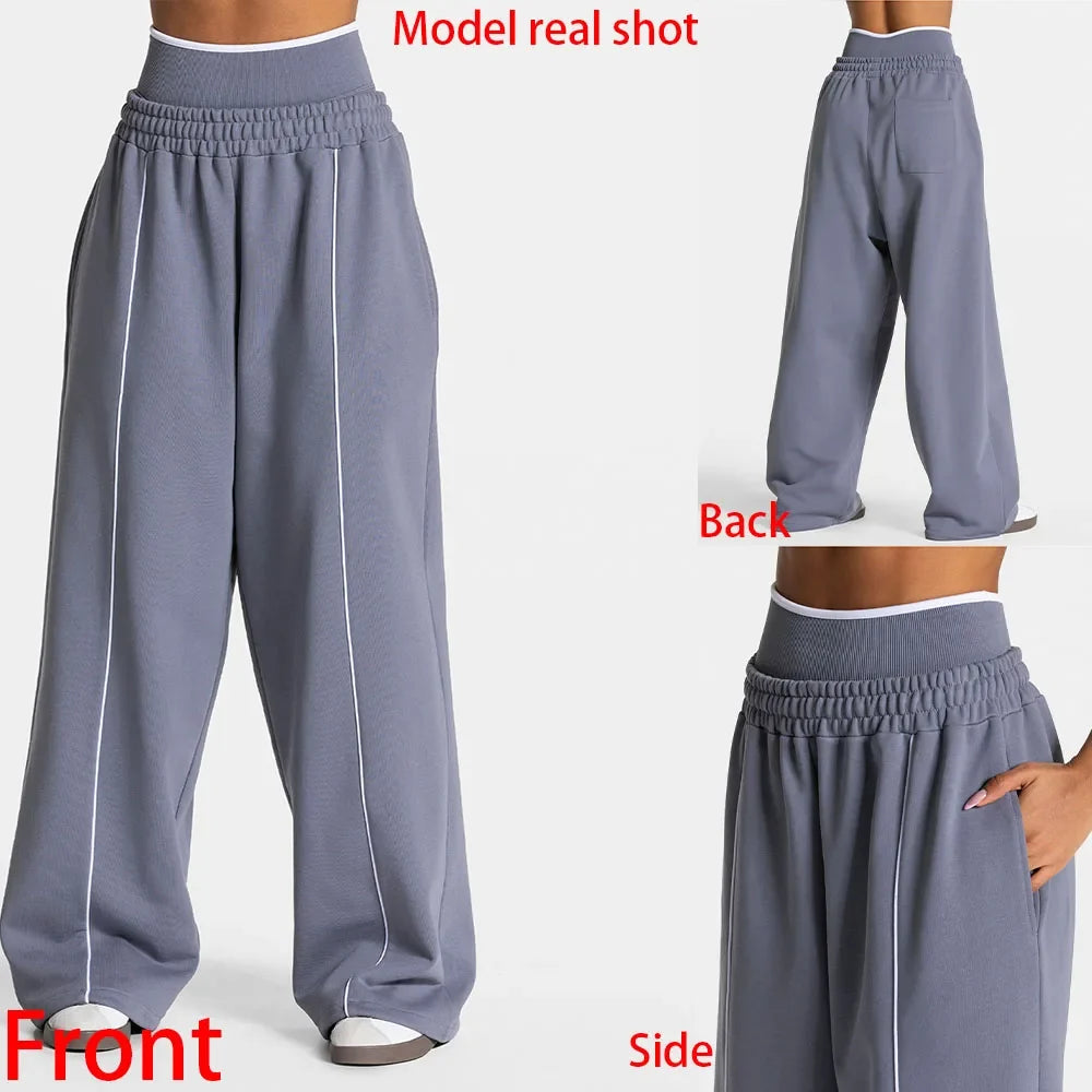 Women’s Colorblock Wide-Leg Cotton Joggers